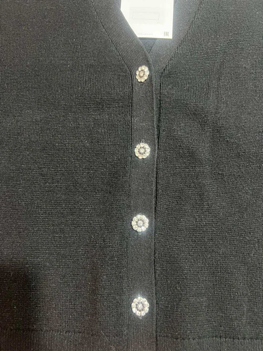 ZARA Black V-Neck Cardigan with Decorative Buttons - Picture 11 of 16
